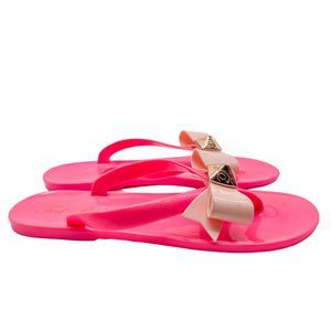 Ted Baker Hot Pink Bow Gold Stud Jelly Sandals